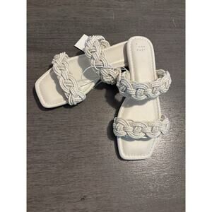 NIB A New Day Women's Size 9.5 Sarafina Two Band Slip On Sandals White